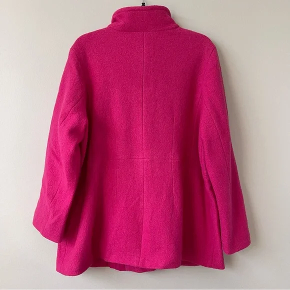 Lands' End Women's Vibrant Pink Boiled Wool Pea Coat 16W - Picture 8 of 14